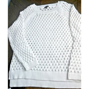 Talbots Crochet Sweater Sweater White Coastal Classic Womans Large Loose Relaxed